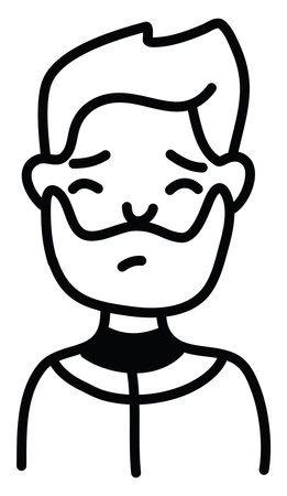 Man with thick beard, illustration, vector on a white backgroundのイラスト素材
