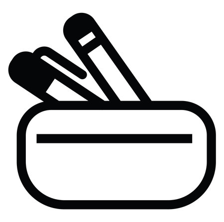 School pencil case, illustration, vector on a white backgroundのイラスト素材