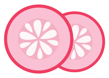 Pink cucumber slices, illustration, vector on a white backgroundのイラスト素材