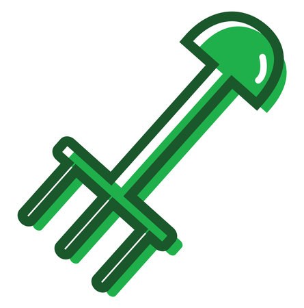 Green rake, icon illustration, vector on white backgroundのイラスト素材