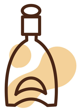 Empty tequila bottle, icon illustration, vector on white backgroundのイラスト素材