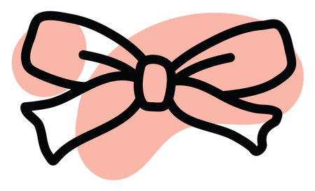 Simple pink bow, icon illustration, vector on white backgroundのイラスト素材