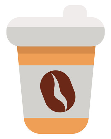 Coffeee to go in a cup, icon illustration, vector on white backgroundのイラスト素材