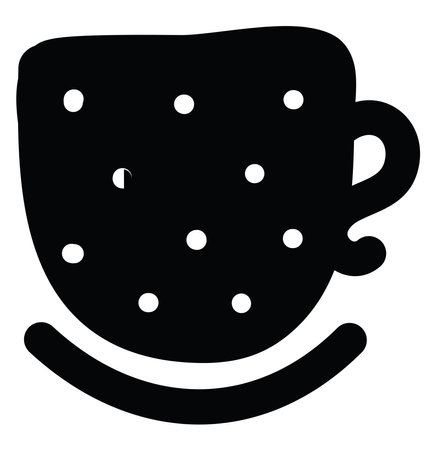 Black cup with white dots, icon illustration, vector on white backgroundのイラスト素材