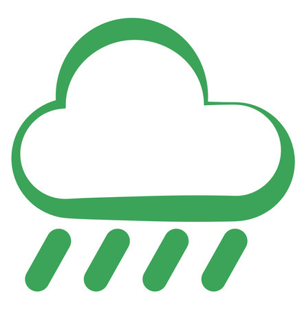 Green rain cloud, icon illustration, vector on white backgroundのイラスト素材