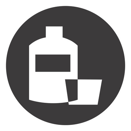 Rum in bottle and glass, icon illustration, vector on white backgroundのイラスト素材