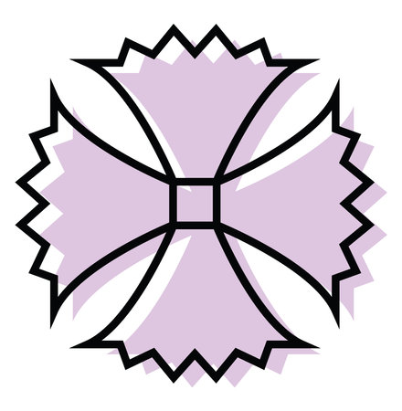 Purple unusual flower, icon illustration, vector on white backgroundのイラスト素材