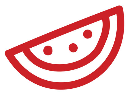 Red watermelon, icon illustration, vector on white backgroundのイラスト素材
