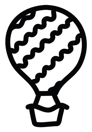 Montgolfier air balloon, icon illustration, vector on white backgroundのイラスト素材