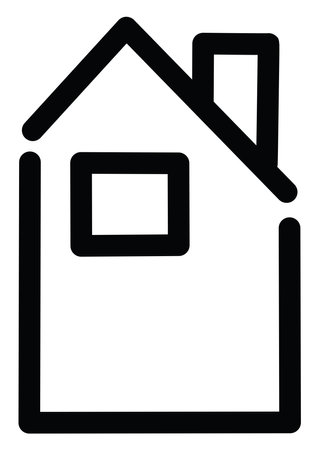 House with chimney on the right side, icon illustration, vector on white backgroundのイラスト素材