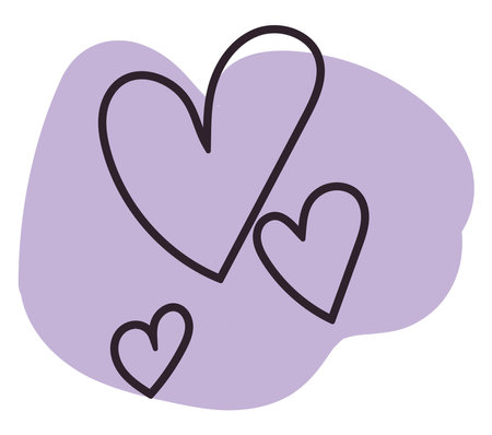 Three purple hearts, icon illustration, vector on white backgroundのイラスト素材