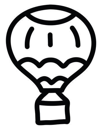 Journey with hot air balloon, icon illustration, vector on white backgroundのイラスト素材