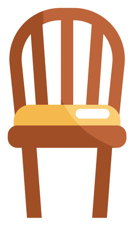 Wooden brown chair, icon illustration, vector on white backgroundのイラスト素材