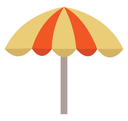 Red and yellow umbrella, icon illustration, vector on white backgroundのイラスト素材