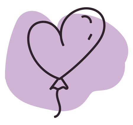 Purple heart balloon, icon illustration, vector on white backgroundのイラスト素材