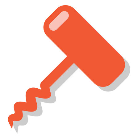 Red corkscrew, icon illustration, vector on white backgroundのイラスト素材