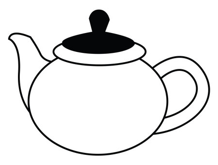 Small tea pot, icon illustration, vector on white backgroundのイラスト素材