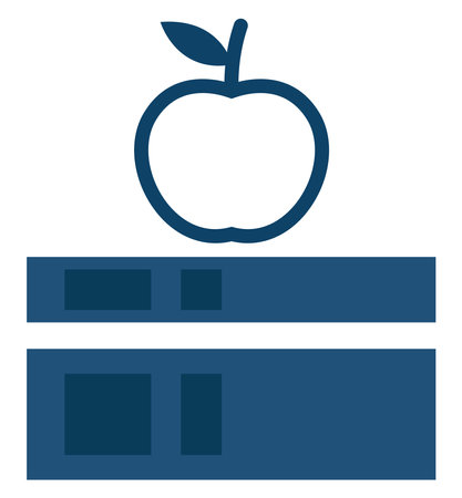 Apple in the library, icon illustration, vector on white backgroundのイラスト素材