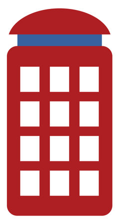 Red phone booth, icon illustration, vector on white backgroundのイラスト素材