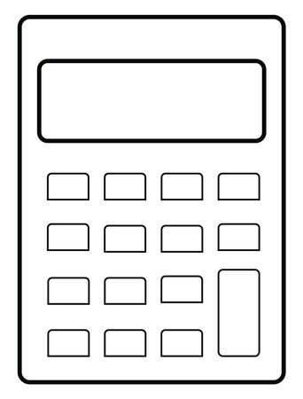 Simple school calculator, icon illustration, vector on white backgroundのイラスト素材