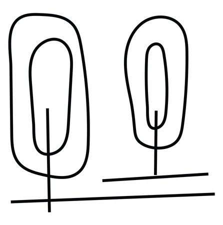 Two unsually shaped trees, icon illustration, vector on white backgroundのイラスト素材