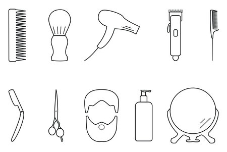 Barbershop tools, icon illustration, vector on white backgroundのイラスト素材