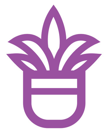 Purple plant in a pot, icon illustration, vector on white backgroundのイラスト素材