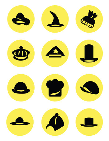 Accesory hats, icon illustration, vector on white backgroundのイラスト素材