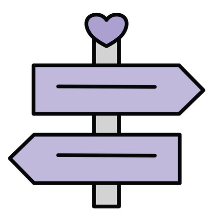 Two purple billboards with heart, illustration, on a white background.のイラスト素材