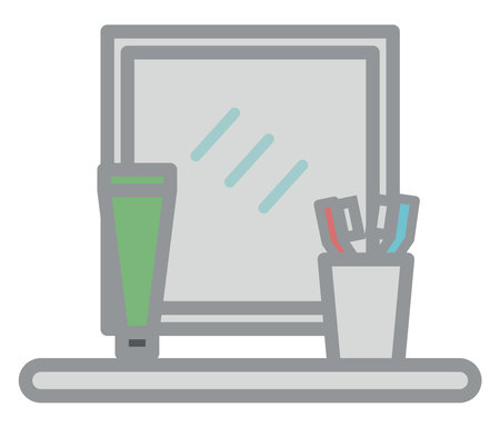 Bathroom mirror, illustration, on a white background.のイラスト素材