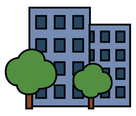 Office building, illustration, on a white background.のイラスト素材
