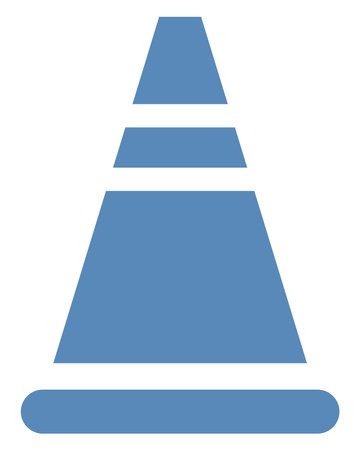 Blue road cone, illustration, on a white background.のイラスト素材