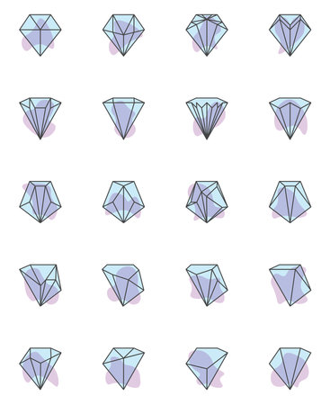 Set of blue diamonds, illustration, on a white background.のイラスト素材