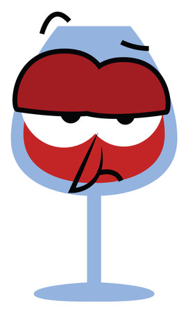 Bored glass of wine, illustration, on a white background.のイラスト素材