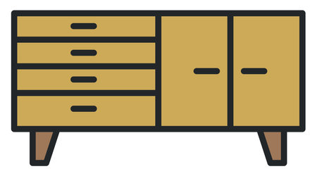 Wooden wardrobe cabinet, illustration, on a white background.のイラスト素材