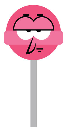 Bored pink lolipop, illustration, on a white background.のイラスト素材