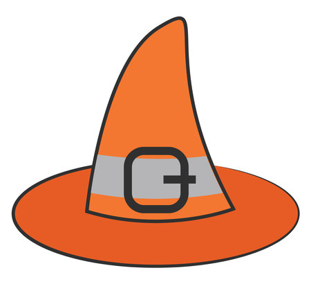 Orange witch hat, illustration, on a white background.のイラスト素材