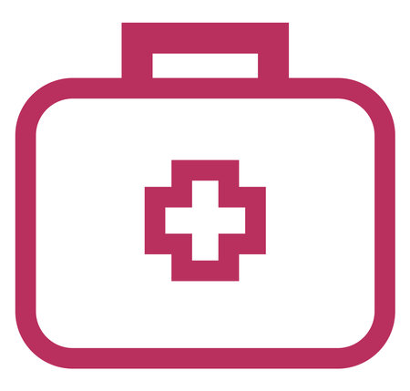 Pink first aid kit, illustration, on a white background.のイラスト素材