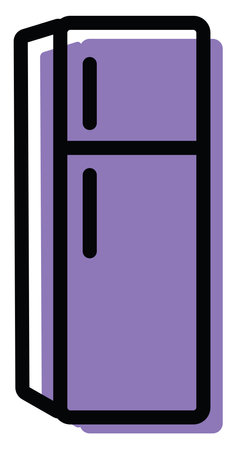 Purple refrigerator, illustration, on a white background.のイラスト素材