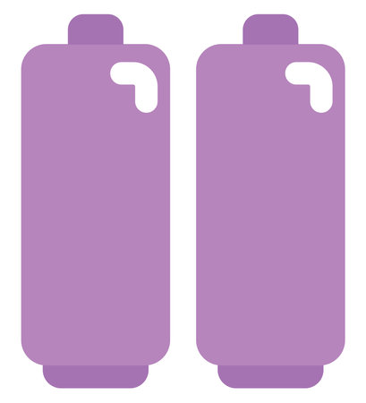 Purple batteries, illustration, on a white background.のイラスト素材