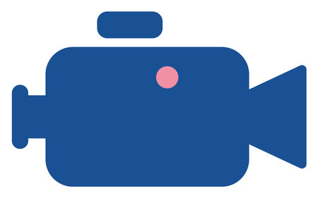 Blue camera, illustration, on a white background.のイラスト素材