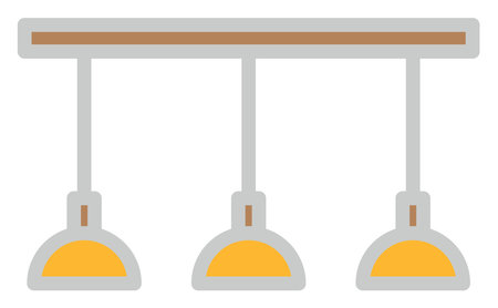 Three yellow lamp on the ceiling, illustration, on a white background.のイラスト素材