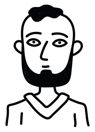 Boy with thick black beard, illustration, on a white background.のイラスト素材