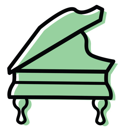 Green piano, illustration, on a white background.のイラスト素材