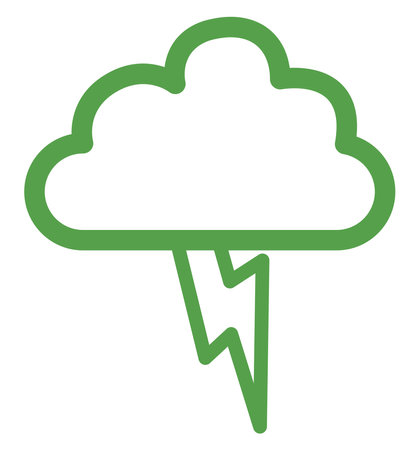 Green thunder cloud, illustration, on a white background.のイラスト素材