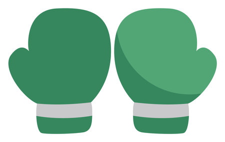 Green boxing gloves, illustration, on a white background.のイラスト素材