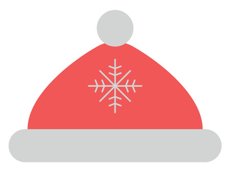 Red winter hat, illustration, on a white background.のイラスト素材