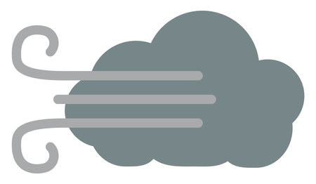 Grey windy cloud, illustration, on a white background.のイラスト素材