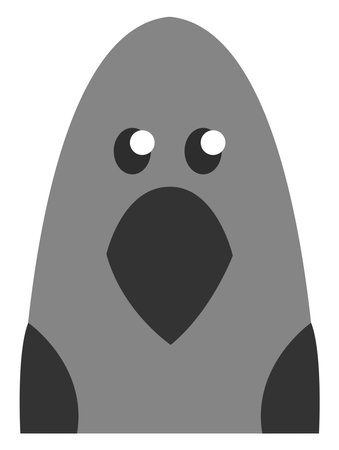 Grey crow head, illustration, vector on a white background.のイラスト素材