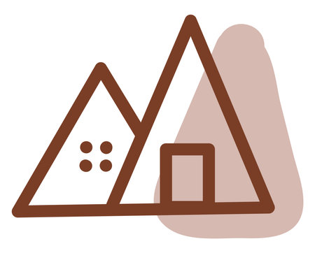 Triangle brown building, illustration, vector on a white background.のイラスト素材